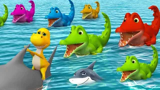 Giant Crocodiles vs Baby Dinosaur in Jurassic River - Elephant Rescue Baby Dino Fishing Baby Shark