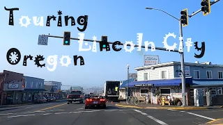 Touring Lincoln City Oregon, drive through town, central Oregon Coast Highway 101, driving downtown.