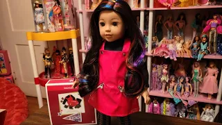 American Girl Truly Me #120 and Nicki's Red Vinyl Jumper unboxing - my first trip to the AG Store!