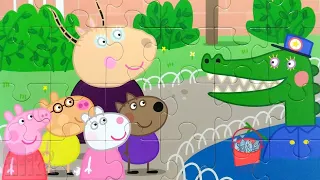 Пеппа встречает Мисс Крокодил - собираем коллекцию пазлов Peppa Pig | Merry Nika