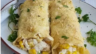 PANQUEQUES RELLENOS CON POLLO Y CHOCLOS