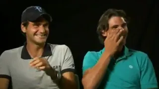 Roger Federer y Rafa Nadal, muertos de risa intentan grabar un comercial