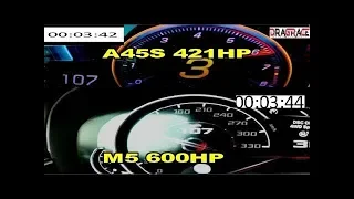 New Mercedes A45s 421 HP VS BMW M5 600 HP Acceleration Sound 0-250 kmh