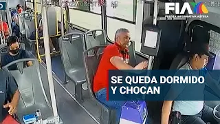 Chofer de AUTOBÚS se queda DORMIDO y provoca accidente