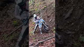 Training a very special hard enduro technique - lift bike when upside-down on a muddy hill. ⛰️💪🏻🔥