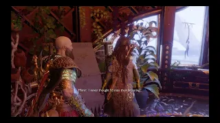 Kratos questions Mimir on certain topics-God Of War Ragnarök