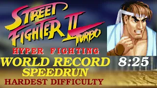 RYU Speedrun NEW World Record Hardest Difficulty 8:25 - Street Fighter II Turbo - Hyper Fighting