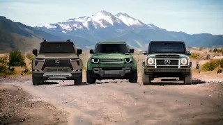 2024 LEXUS GX550 VS 2024 LAND ROVER DEFENDER P100 V8 VS MERCEDES BENZ G550 (COMPARISON VIDEO)