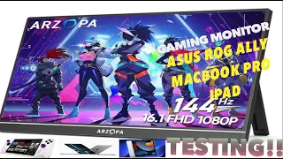 Arzopa 16.1 Portable gaming Monitor  tested on mac, tablet, ipad, Asus ROG Ally  HERVEs WORLD  Ep643