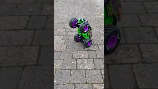 My Monster Jam Freestyle Force Grave Digger RC stunt monster truck doing spins and wheelies and that