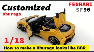 Custom Model CAr Ferrari SF90 Spider 1/18 Scale by Bburago