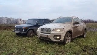 BMW X6 против Нивы 3D на бездорожье