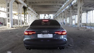 Launching the 605hp Audi S8 Plus in an abandoned muddy factory. Boom!