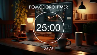 25 minute timer - Lofi Mix - Pomodoro timer - 4 x 25 min 📚 Focus Station