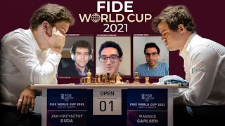 Carlsen Vs Duda  | Ft. Caruana, Naroditsky & Hess | Fide World Cup Commentary