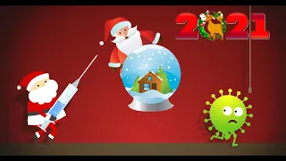 Анимационный Новогодний футаж  2021 - Дед Мороз и вирус
