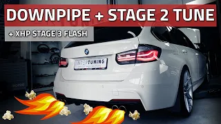 F31 328i krijgt een CATLESS DOWNPIPE + Stage 2 Tuning (ECU REMAPPING) + XHP Stage 3 Flash