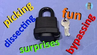 (picking 584) Fun: A laminated padlock picked, bypassed, gutted, a lock horror show [thanks Viktor]