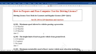 Driving License Computer Test Questions | Part 9 (201 to 225 Ques.) | Driving School | Easy Drive
