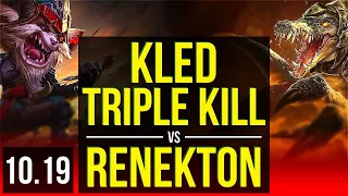 KLED vs RENEKTON (TOP) | 5 early solo kills, Triple Kill, 69% winrate | EUW Grandmaster | v10.19