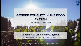 Gender Equality in the Food System | LFS Fall Workshop Series 2021