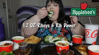 Applebee's 12 OZ Ribeye & Rib Dinner Mukbang