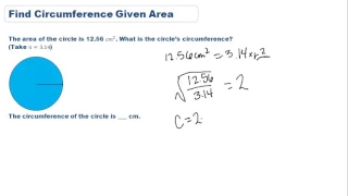 Find circumference given area