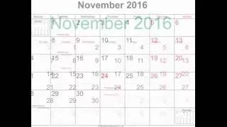 Free November 2016 Printable Calendar with Holidays