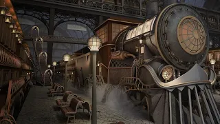 Victorian Train Station | 2 hour | Steam Trains, Whistles, Platform Sounds