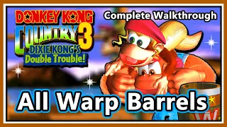 Donkey Kong Country 3: Dixie Kong's Double Trouble - 103% Complete Walkthrough - All Warp Barrels