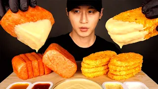 ASMR CHEESY SPAM & HASH BROWNS MUKBANG (No Talking) COOKING & EATING SOUNDS | Zach Choi ASMR