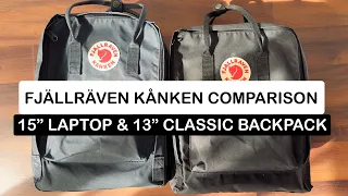 FJÄLLRÄVEN KÅNKEN COMPARISON 15” Laptop & 13” Classic Backpack | Travel Favorite | My First Video!