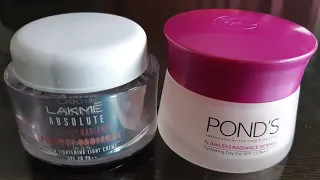 Lakme absolute perfect radiance skin lightening light cream vs ponds radiance derma day gel cream