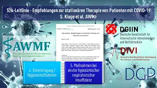 S2k Leitlinie Empfehlungen zur stationären Therapie von COVID-19 Patienten Kapitel 4 und 5