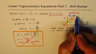 How to Solve Linear Trigonometric Equation 2sinx + sqrt 3 = 0