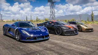 FH5 Drag Race | Hennessey Venom F5 VS Bugatti Chiron Super Sport (Replica) VS Lotus Evija!