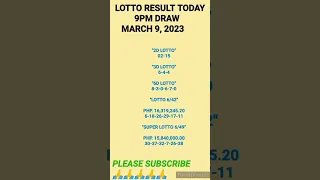 LOTTO RESULT TODAY 9PM DRAW MARCH 9, 2023 || PCSO LOTTO RESULT TODAY 9PM DRAW #shorts