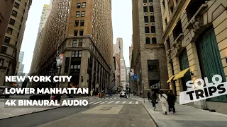 NYC | Walking Tour In Lower Manhattan - Wall street - 4K ASMR / Binaural Recording
