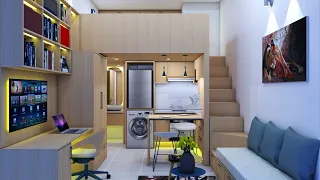 TINY APARTMENT 183sqft ( 17sqm ) | MICRO APARTMENT TOUR ||  SPACE SAVING IDEAS | NOTHING TOO SMALL