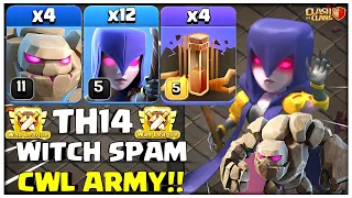 Best Th14 CWL Attack Strategy | Th14 Golem Witch Spam Army (Clash of Clans)