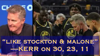 KERR: “so much continuity with Steph (Curry), Draymond, Klay…like Stockton & Malone”; Caitlin Clark+