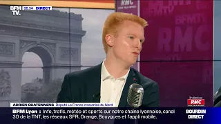 Adrien Quatennens face à Jean-Jacques Bourdin sur RMC et BFMTV