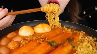 ASMR MUKBANG | CHEETOS RICE CAKE Tteokbokki, Fire Noodles, pork cutlet recipe ! eating