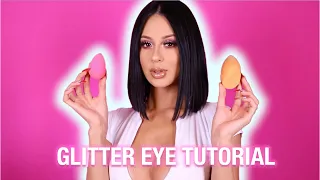 GLITTER EYE TUTORIAL | BEAUTY BLENDER THROWS SHADE AT REAL TECHNIQUE!