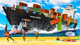 In GTA 5.. Container Ship CRASHING into Shore! No Crew Onboard!