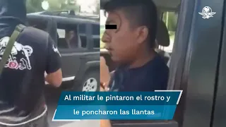 Sicarios del Cártel del Noreste interceptan a militar junto con su familia y lo humillan