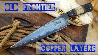 Old frontier inspired knife with copper layers