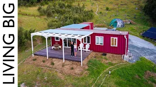 Off-The-Grid 40ft Shipping Container Home Even Charges Electric Car