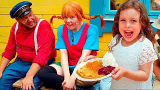 Melody hälsar på Pippi och Emil på Astrid Lindgrens Värld 2018