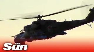 Russian attack helicopters destroy Ukrainian missile launch site